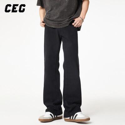 CEG | 高街微喇牛仔裤男款美式休闲宽松潮直筒显瘦拖地长裤