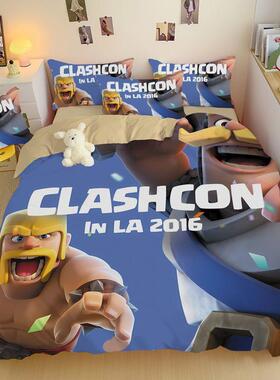 2024新部落冲突coc床上用品纯棉四件套床品学生宿舍床单人三件套