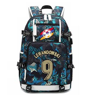 2024巴塞9号莱万多夫斯基书包足球周边双肩包学生夜光背旅行包可