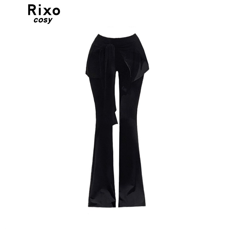 Rixo Cosy魔法瘦显瘦裤 假两件绑带叠穿遮胯微喇叭裤女小个子休闲