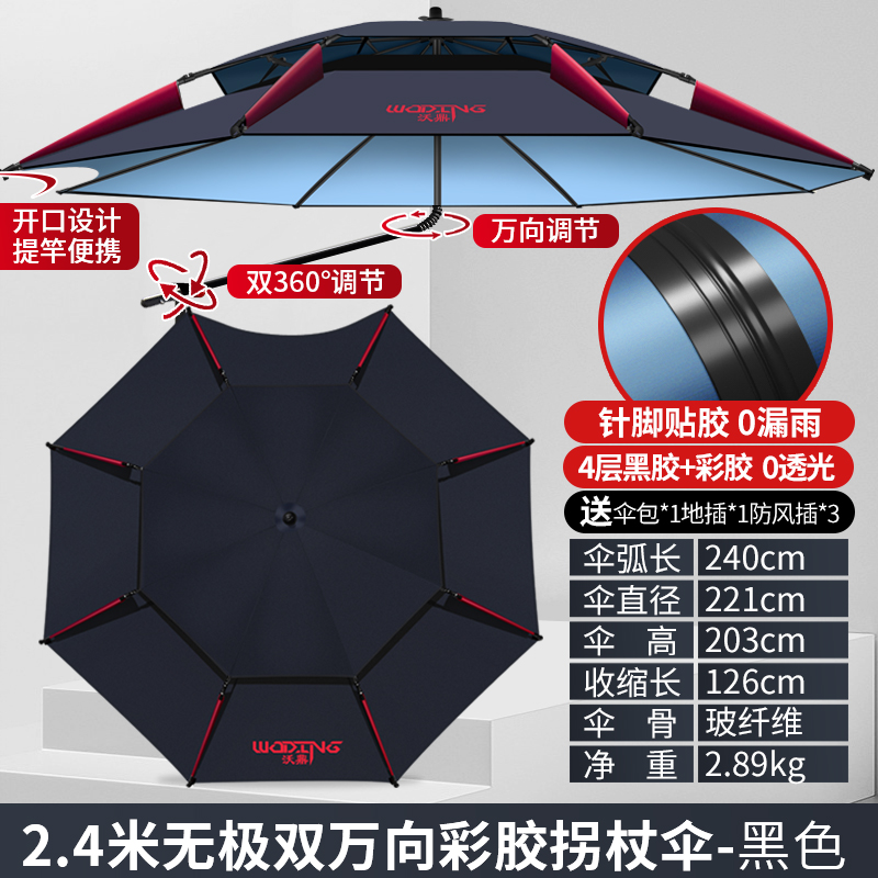 高端钓伞超轻量钓鱼用的大2021新款黑胶拐杖遮阳大伞钓鱼伞户外掉