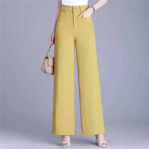 黑色阔腿裤女春夏2025新款高腰直筒宽松垂坠感拖地长裤宽腿休闲裤
