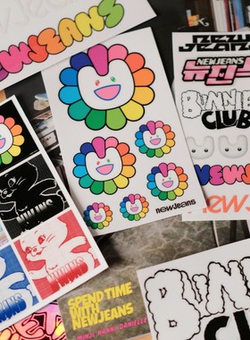 转印贴NJZ牛腱子kpop贴纸防水杯电动车头盔笔记本吨吨桶旅行箱贴