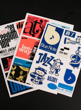 B5301爵士主题贴纸bluenote专辑封面贴纸音乐唱片黑胶防水装饰贴