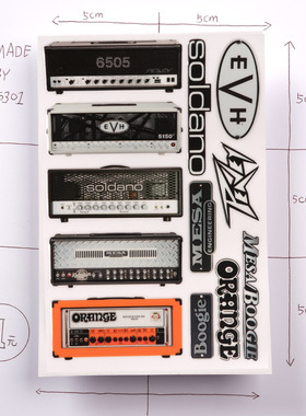 5301吉他经典音箱头芬达马歇尔笔记本保温水杯旅行箱防水转印贴纸