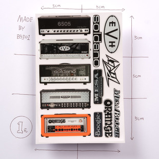 5301吉他经典音箱头芬达马歇尔笔记本保温水杯旅行箱防水转印贴纸