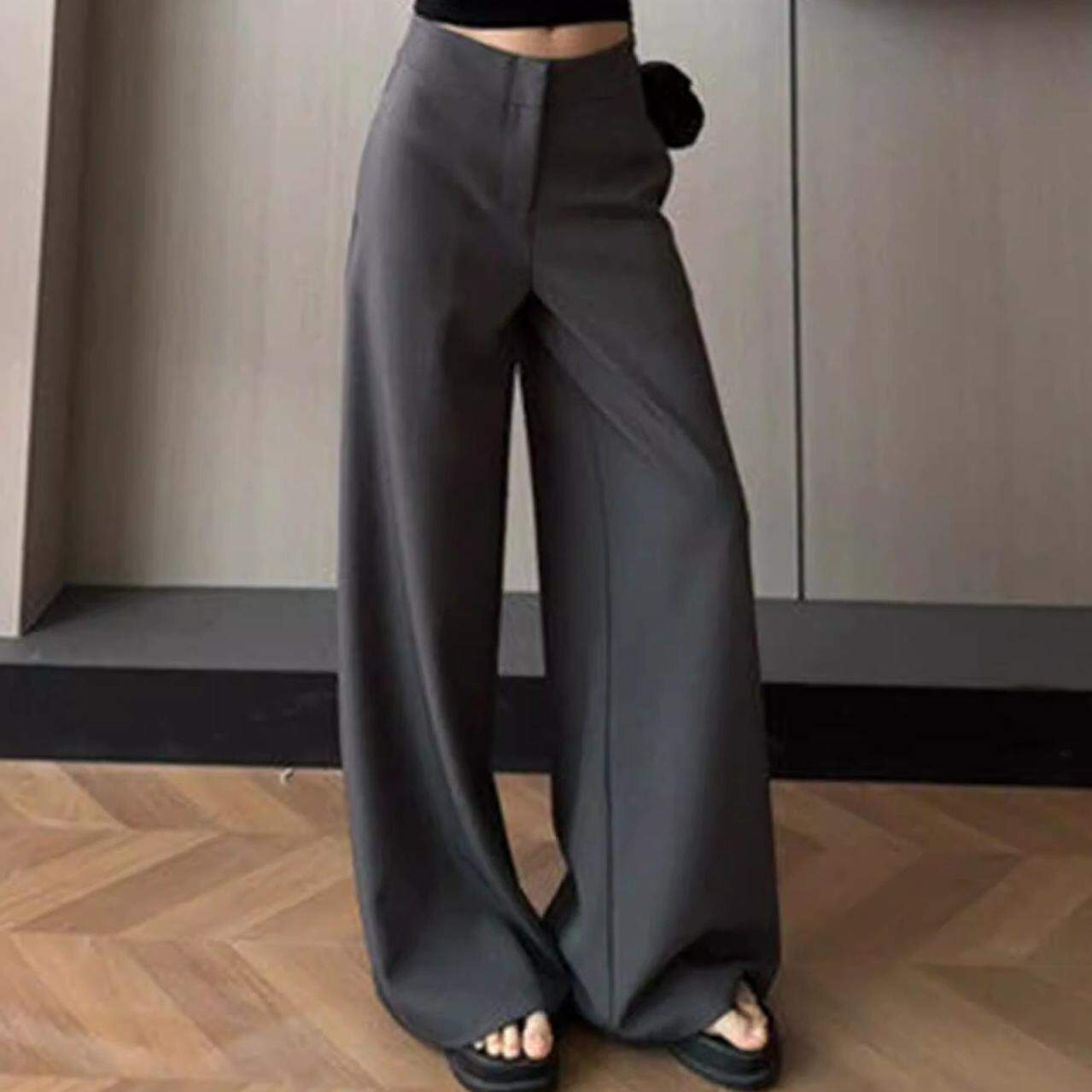 卡其色阔腿裤女春秋季2026新款高腰宽松垂感直筒高级感休闲西装裤