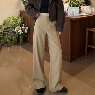 卡其色阔腿裤女2026新款春季高腰垂感百搭显瘦早春流行休闲直筒裤
