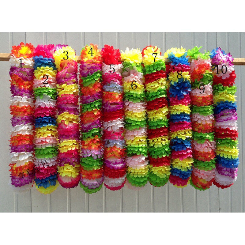 夏威夷戴颈部花环加密颈环多种鲜艳颜色混搭挂脖子花环颁奖花环