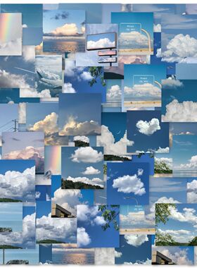 46pcs Blue Sky White Cloud Landscape Graffiti Stickers