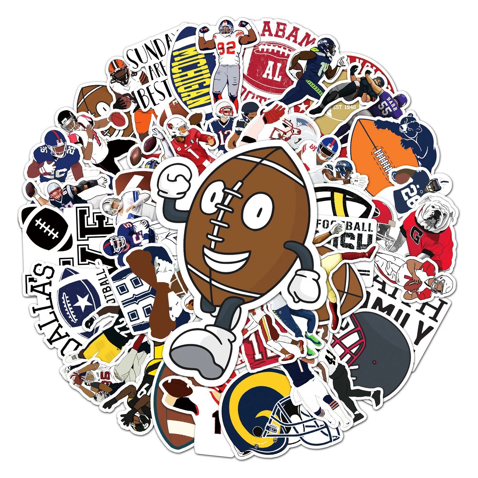 50PCS American Rugby Football Stickers Graffiti Luggage