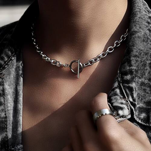 New Classic Stainless Steel Chain Necklace Men Simple