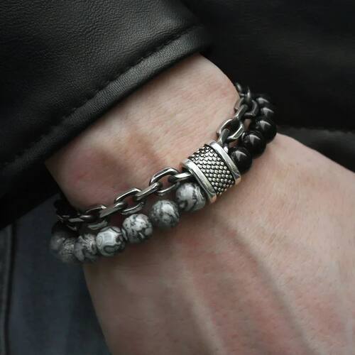 New 2020 Men's Tiger Eye Stone Beaded Bracelet Stainless