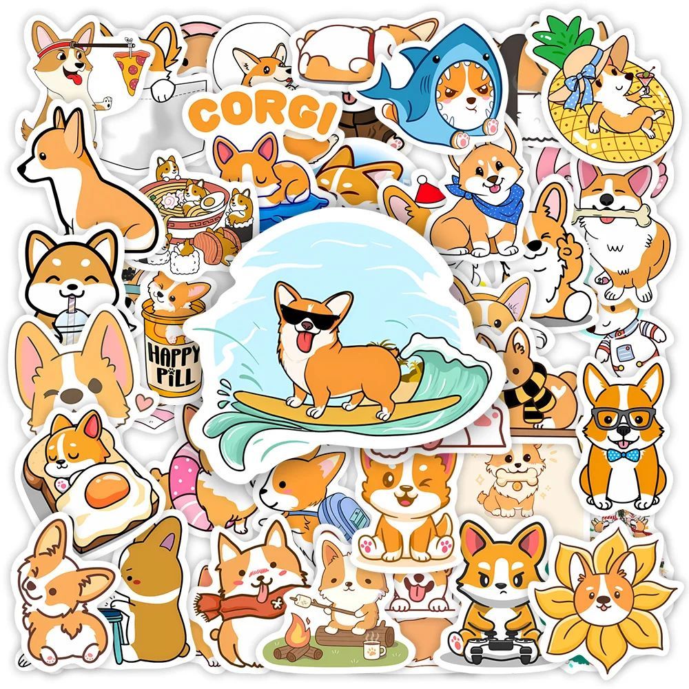 Cute Cartoon Corgi Dog Stickers Kawaii Pet Doodle DIY Toy