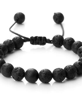 Adjustable Couples Bracelets 8mm Beads Black White Braiding