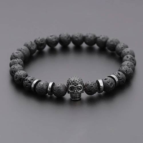 Black Eye Skull Hematite Bead Bracelet Men Classic Handmade