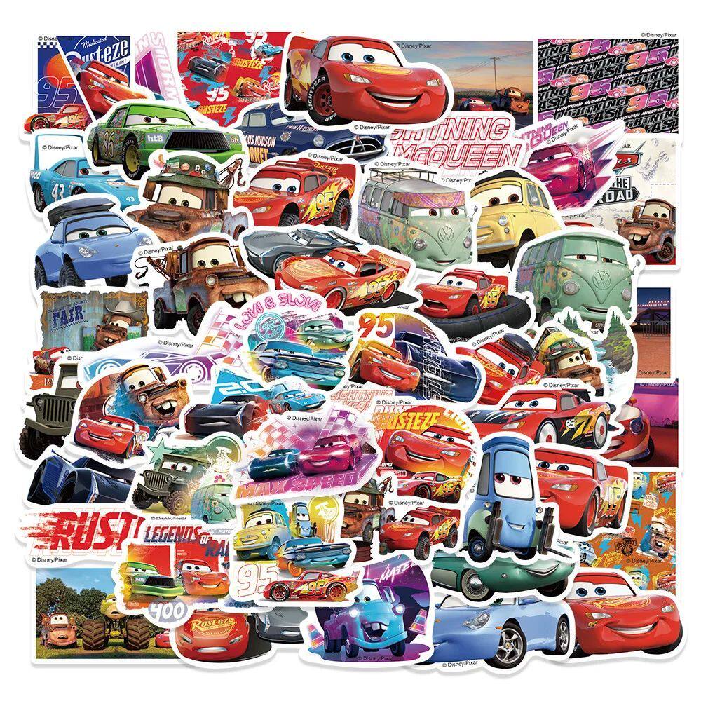 50PCS Disney Cartoon Cars Lightning McQueen Stickers Movie