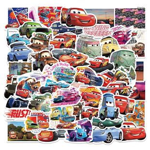 50PCS Disney Cartoon Cars Lightning McQueen Stickers Movie