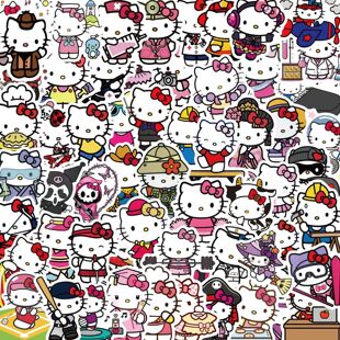 60PCS Kawaii Sanrio Hello Kitty Cute Stickers Anime Funny