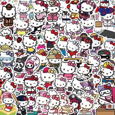 60PCS Kawaii Sanrio Hello Kitty Cute Stickers Anime Funny