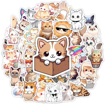Kawaii Cute Cartoon Cat Stickers Funny Kitten DIY Toy Gift