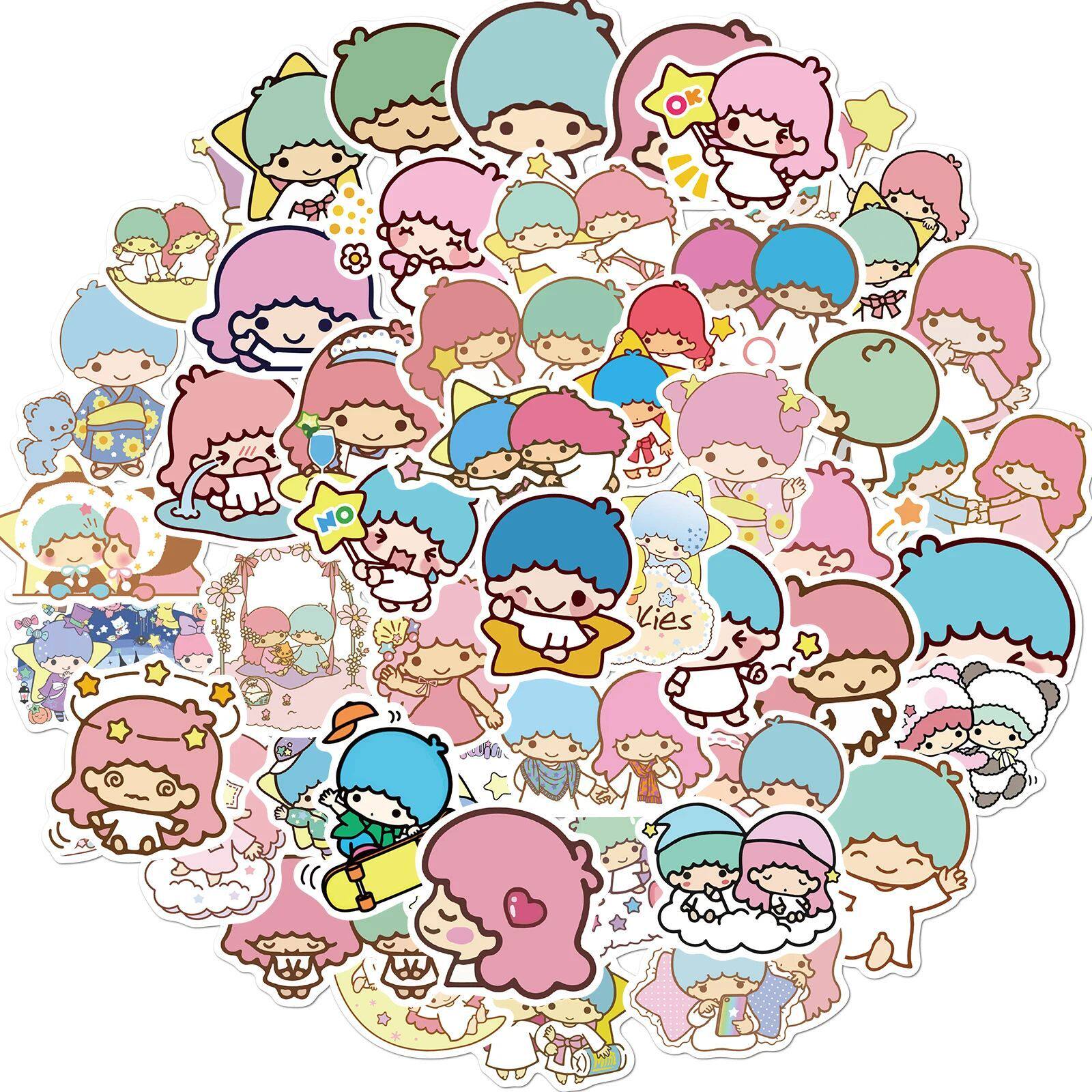 50pcs Little Twin Star Sticker Pack Waterproof Laptop Skin