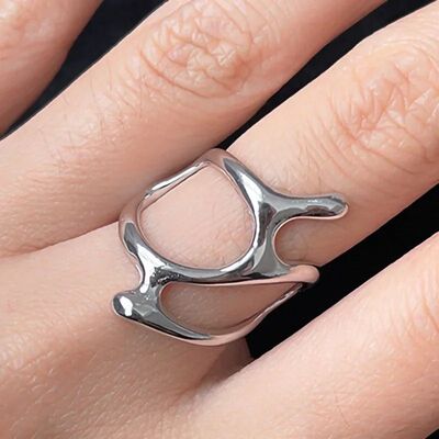 Punk Geometric Irregular Liquid Lava Waterdrop Shaped Open