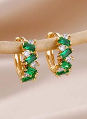 Fashion Green 2024 Earrings For Women Girls Stainless Steel