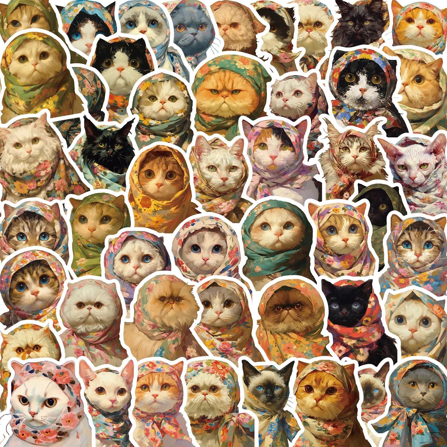 50PCS Super Cute Kitten Cartoon Sticker For Luggage Laptop