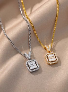 2024 Square Necklaces for Women Stainless Steel Gold Color