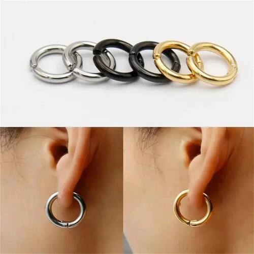 2pcs Fashion 316L Stainless Steel Fake Huggie Hoop