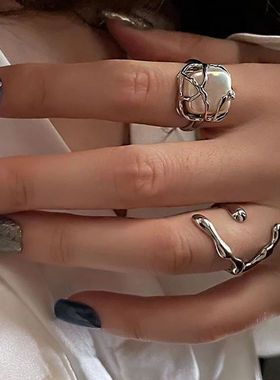 Crystal Ring Fashion Vintage Rings Set Kpop Punk Rings for