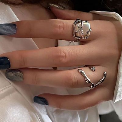 Crystal Ring Fashion Vintage Rings Set Kpop Punk Rings for