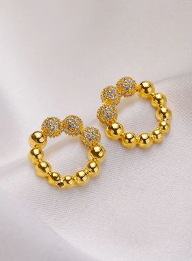 Irregular Beads Stainless Steel Earring For Women Vintage