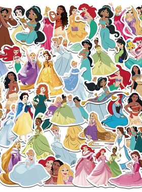 50PCS Disney Cute Cartoon Princess Stickers For DIY Diary