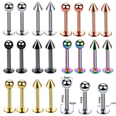 5Pcs/lot16G Surgical Steel Labret Ring Lips Ear Picring