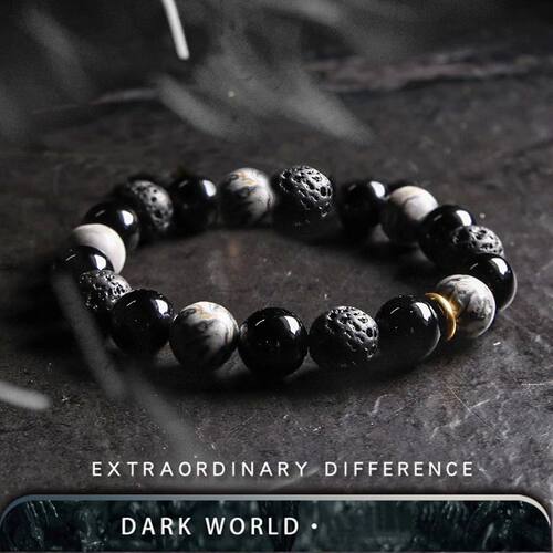 Dark Series Natural Black Onyx Volcanic Rock Map Stone