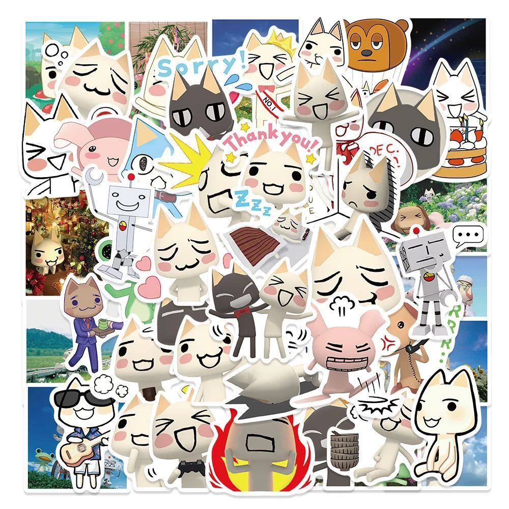 50Pcs Cartoon Toro Inoue Cat Stickers Kawaii Waterproof