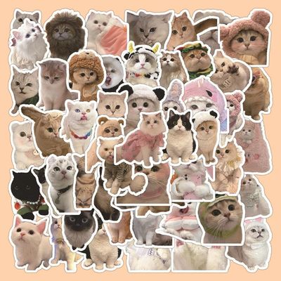 60pcs Kawaii Cats Stickers Toys Cute Kitten Cartoon Decals