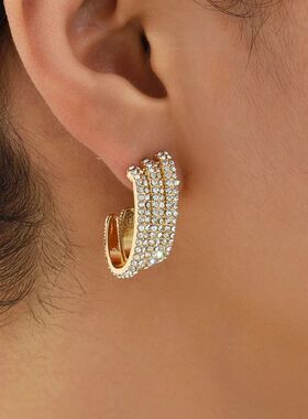 2024Fashion Multilayer Geometric C-shape Earring Wedding