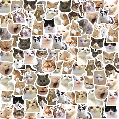46pcs Cute Cartoon Cat Emojis Graffiti Stickers Decorated