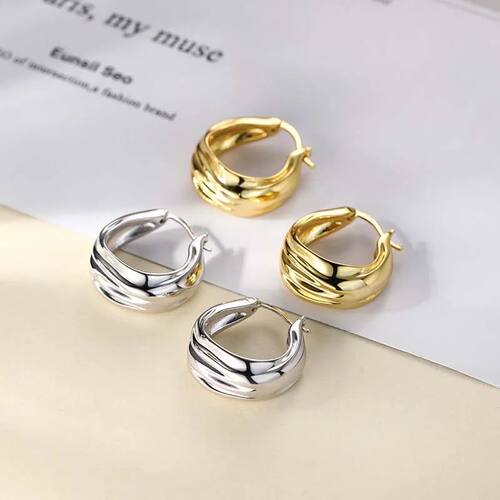 2024Fashion Design Silver Color Geometric Earrings Jewelry