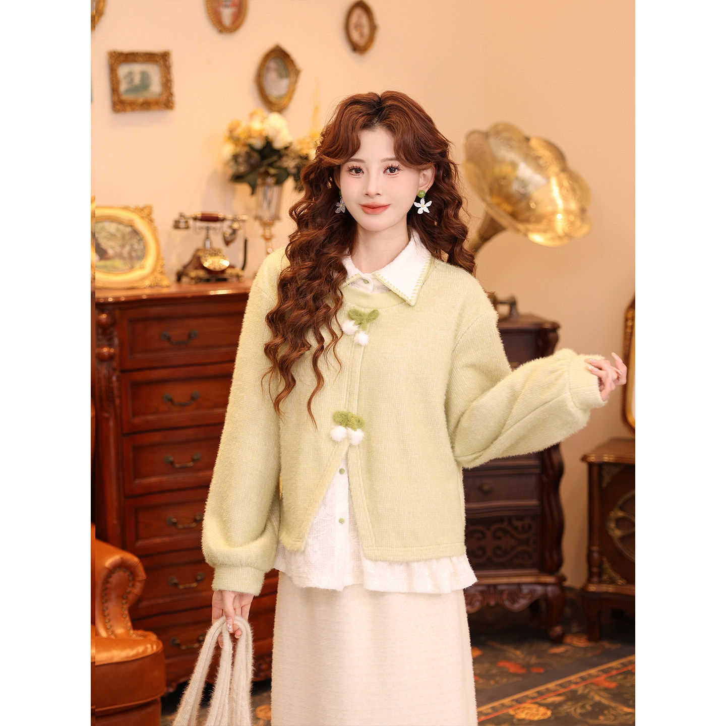 温舒敏【古着暖语】拼接假两件绿色加绒卫衣女冬季超好看叠穿上衣,个性定制/设计服务/DIY,棉服工装,淘宝优惠券,粉丝福利购,淘宝优惠卷