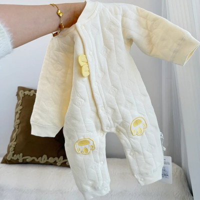 婴儿春秋冬季纯棉连体衣宝宝外穿保暖爬服哈衣新生儿A类无骨夹棉