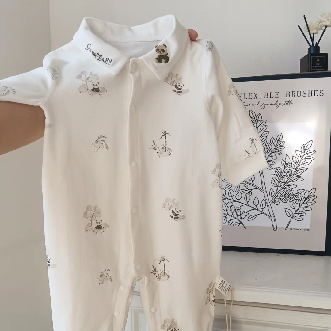 婴儿纯棉衣服春秋装对开新生儿男女宝宝哈衣爬服四季款a类连体衣