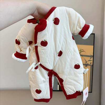 秋冬夹棉A类连体衣宝宝保暖爬服