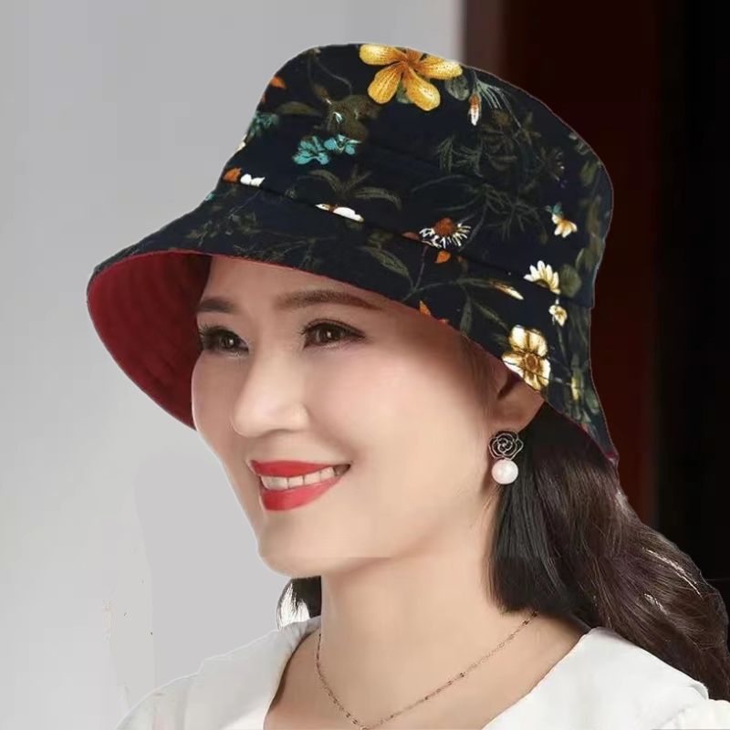 盆帽中老年渔夫帽时尚百搭防晒帽韩版春秋女士户外出游可折叠四季