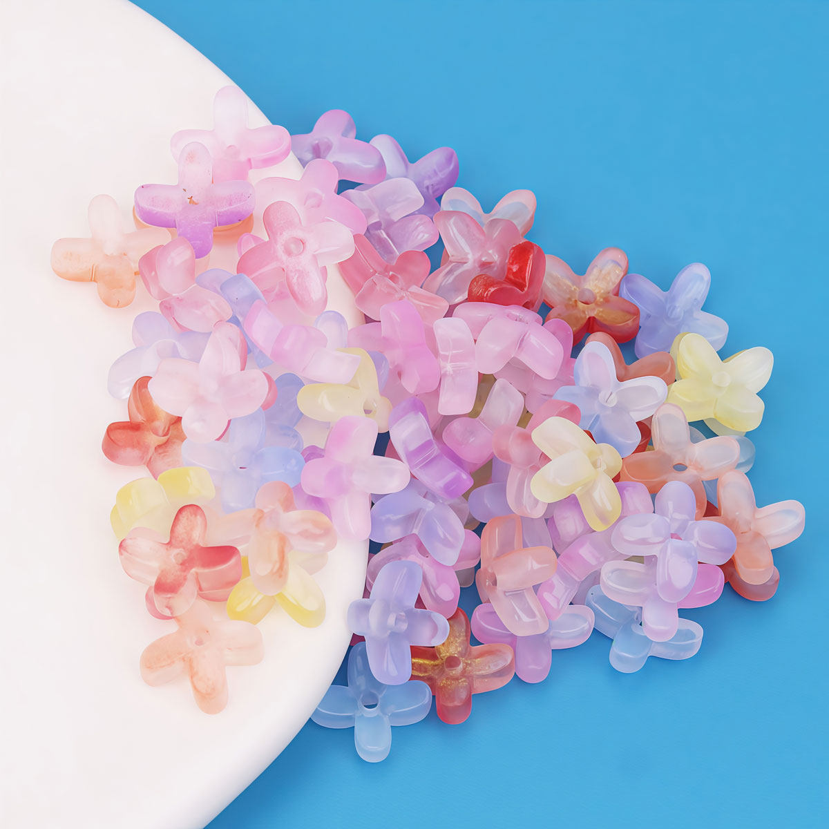 立体琉璃花瓣小桂花配件手工DIY发簪国风挂件饰品配件花朵图片