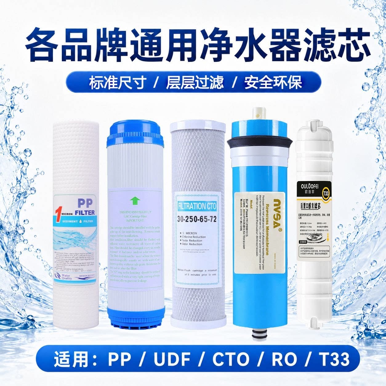通用法兰尼净水器滤芯纯水机套装