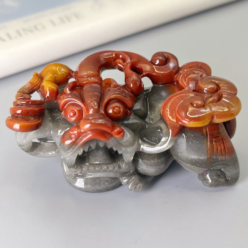 藏级金沙老料黄龙玉貔貅手把件